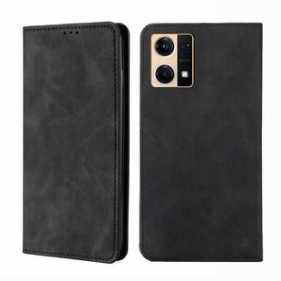 For OPPO Reno7 4G/F21 Pro 4G Skin Feel Magnetic Horizontal Flip Leather Phone Case(Black)