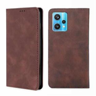 For OPPO Realme 9 Pro+ Skin Feel Magnetic Horizontal Flip Leather Phone Case(Dark Brown)