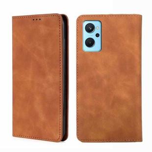 For OPPO Realme 9i/A36 4G/A96 4G/K10 4G/A76 4G Skin Feel Magnetic Horizontal Flip Leather Phone Case(Light Brown)