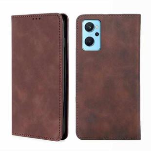For OPPO Realme 9i/A36 4G/A96 4G/K10 4G/A76 4G Skin Feel Magnetic Horizontal Flip Leather Phone Case(Dark Brown)