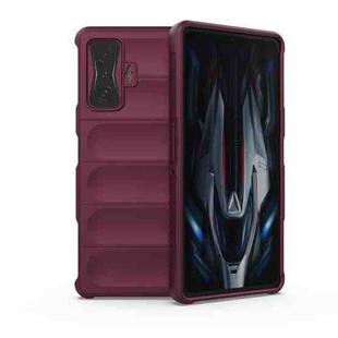 For Xiaomi Redmi K50 Gaming Magic Shield TPU + Flannel Phone Case(Wine Red)