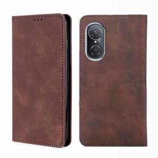 For Huawei Nova 9 SE 4G Skin Feel Magnetic Horizontal Flip Leather Phone Case(Dark Brown)