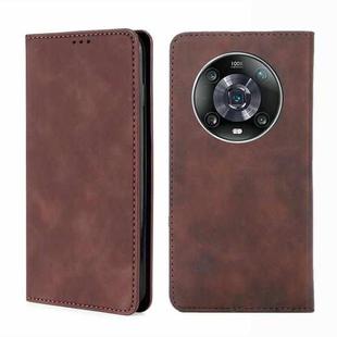 For Honor Magic4 Pro Skin Feel Magnetic Horizontal Flip Leather Phone Case(Dark Brown)