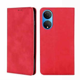 For Honor X7 4G Skin Feel Magnetic Horizontal Flip Leather Phone Case(Red)