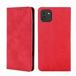 For Samsung Galaxy A03 EU Edition 166mm Skin Feel Magnetic Horizontal Flip Leather Phone Case(Red)