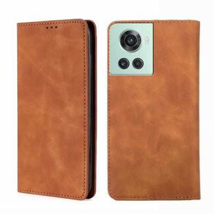 For OnePlus ACE/10R Skin Feel Magnetic Horizontal Flip Leather Phone Case(Light Brown)