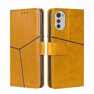 For Motorola Moto E32 4G Geometric Stitching Horizontal Flip Leather Phone Case(Yellow)