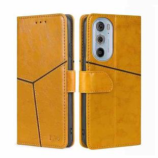 For Motorola Moto Edge+ 2022/Edge 30 Pro Geometric Stitching Horizontal Flip Leather Phone Case(Yellow)