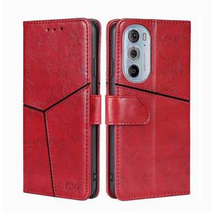 For Motorola Moto Edge+ 2022/Edge 30 Pro Geometric Stitching Horizontal Flip Leather Phone Case(Red)