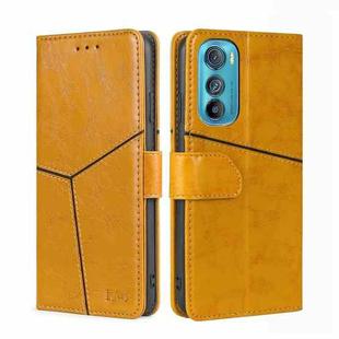 For Motorola Edge 30 Geometric Stitching Horizontal Flip Leather Phone Case(Yellow)