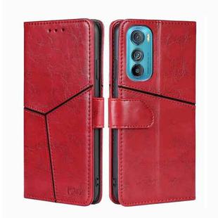 For Motorola Edge 30 Geometric Stitching Horizontal Flip Leather Phone Case(Red)