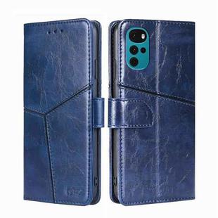 For Motorola Moto G22 Geometric Stitching Horizontal Flip Leather Phone Case(Blue)