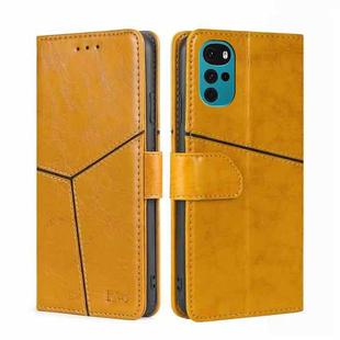 For Motorola Moto G22 Geometric Stitching Horizontal Flip Leather Phone Case(Yellow)