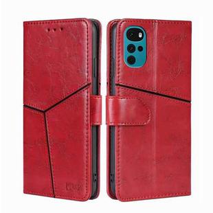 For Motorola Moto G22 Geometric Stitching Horizontal Flip Leather Phone Case(Red)