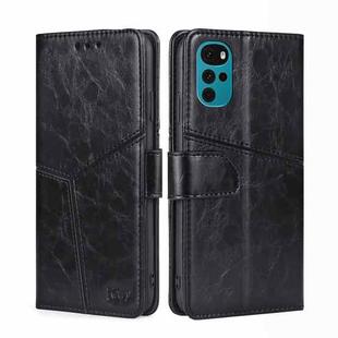 For Motorola Moto G22 Geometric Stitching Horizontal Flip Leather Phone Case(Black)