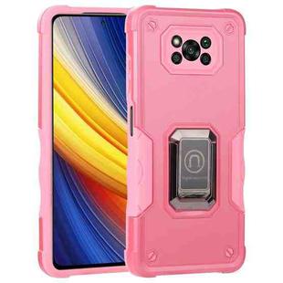 For Xiaomi Poco X3 / X3 Pro Ring Holder Non-slip Shockproof Armor Phone Case(Pink)