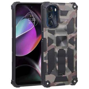 For Motorola Moto G 2022 Camouflage Armor Kickstand TPU + PC Magnetic Phone Case(Army Green)