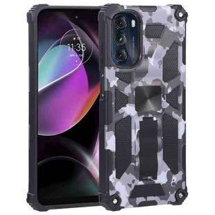 For Motorola Moto G 2022 Camouflage Armor Kickstand TPU + PC Magnetic Phone Case(Grey)