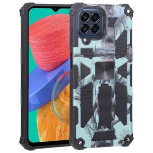 For Samsung Galaxy M33 5G Camouflage Armor Kickstand TPU + PC Magnetic Phone Case(Mint Green)