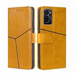 For OPPO A36 4G/A76 4G Global Geometric Stitching Horizontal Flip Leather Phone Case(Yellow)