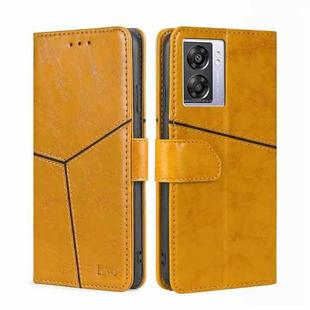 For OPPO A57 5G 2022/Realme Q5i Geometric Stitching Horizontal Flip Leather Phone Case(Yellow)