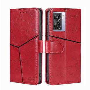 For OPPO A57 5G 2022/Realme Q5i Geometric Stitching Horizontal Flip Leather Phone Case(Red)