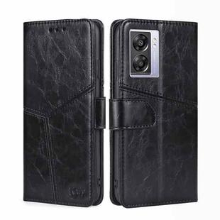 For OPPO A57 5G 2022/Realme Q5i Geometric Stitching Horizontal Flip Leather Phone Case(Black)