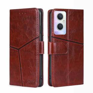 For OPPO A96 5G Geometric Stitching Horizontal Flip Leather Phone Case(Dark Brown)