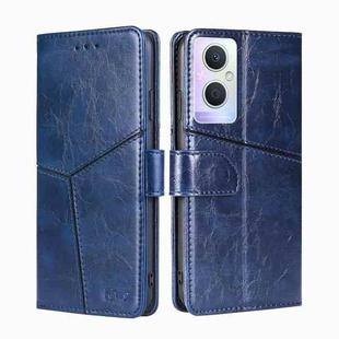 For OPPO A96 5G Geometric Stitching Horizontal Flip Leather Phone Case(Blue)