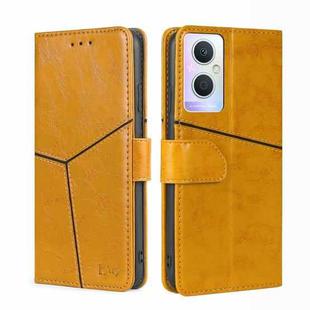 For OPPO A96 5G Geometric Stitching Horizontal Flip Leather Phone Case(Yellow)