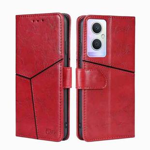 For OPPO A96 5G Geometric Stitching Horizontal Flip Leather Phone Case(Red)