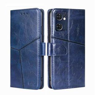 For OPPO Find X5 Lite Geometric Stitching Horizontal Flip Leather Phone Case(Blue)