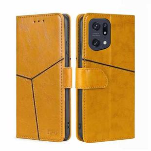 For OPPO Find X5 Pro Geometric Stitching Horizontal Flip Leather Phone Case(Yellow)