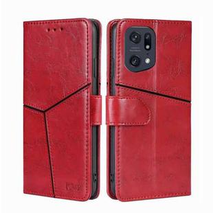 For OPPO Find X5 Pro Geometric Stitching Horizontal Flip Leather Phone Case(Red)