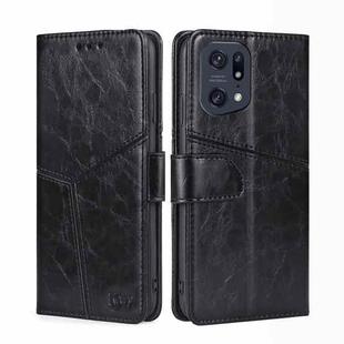 For OPPO Find X5 Pro Geometric Stitching Horizontal Flip Leather Phone Case(Black)