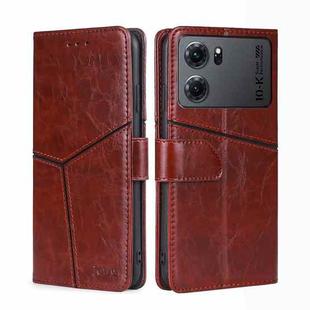 For OPPO K10 5G Geometric Stitching Horizontal Flip Leather Phone Case(Dark Brown)
