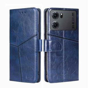 For OPPO K10 5G Geometric Stitching Horizontal Flip Leather Phone Case(Blue)