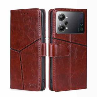 For OPPO K10 Pro 5G Geometric Stitching Horizontal Flip Leather Phone Case(Dark Brown)