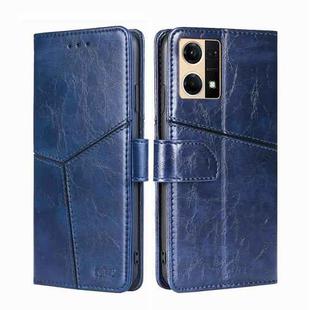 For OPPO Reno7 4G/F21 Pro 4G Geometric Stitching Horizontal Flip Leather Phone Case(Blue)