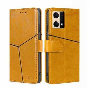 For OPPO Reno7 4G/F21 Pro 4G Geometric Stitching Horizontal Flip Leather Phone Case(Yellow)