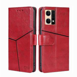 For OPPO Reno7 4G/F21 Pro 4G Geometric Stitching Horizontal Flip Leather Phone Case(Red)