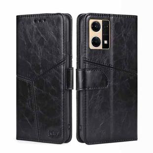 For OPPO Reno7 4G/F21 Pro 4G Geometric Stitching Horizontal Flip Leather Phone Case(Black)