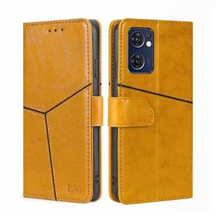 For OPPO Reno7 5G Global Geometric Stitching Horizontal Flip Leather Phone Case(Yellow)