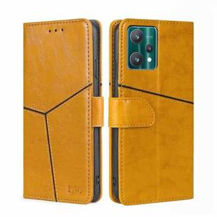 For OPPO Realme 9 Pro Geometric Stitching Horizontal Flip Leather Phone Case(Yellow)