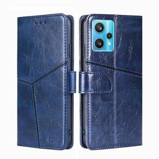 For OPPO Realme 9 Pro+ Geometric Stitching Horizontal Flip Leather Phone Case(Blue)