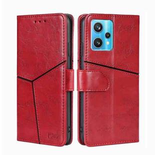 For OPPO Realme 9 Pro+ Geometric Stitching Horizontal Flip Leather Phone Case(Red)