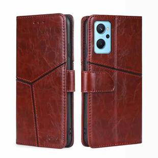 For OPPO Realme 9i Geometric Stitching Horizontal Flip Leather Phone Case(Dark Brown)