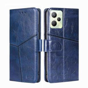 For OPPO Realme C35 Geometric Stitching Horizontal Flip Leather Phone Case(Blue)