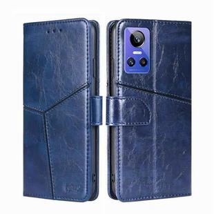 For OPPO Realme GT Neo3 Geometric Stitching Horizontal Flip Leather Phone Case(Blue)