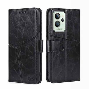 For OPPO Realme GT2 Pro Geometric Stitching Horizontal Flip Leather Phone Case(Black)